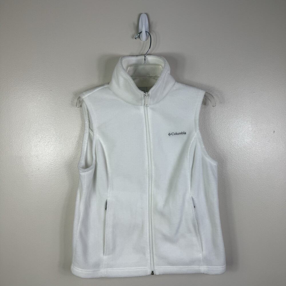 Columbia Womens White fleece Full Zip Vest Size Petite Medium
